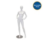 Plastic Eco-Friendly Mannequin Female Egg Head Hands on Hips Matt White