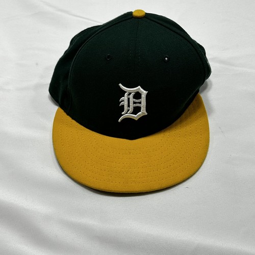 2000's Detroit Tigers Green Yellow "JB" Custom New Era 59Fifty Fitted Hat 7 1/4 - Picture 8 of 8