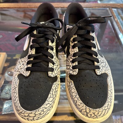 Jordan 1 low elephant print black white grey size 9.5 | eBay