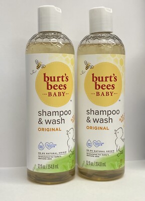 2 Pack-Burt's Bees Baby Shampoo and Wash Original 99% Natural 12 oz