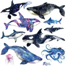 Whale Stickers - Sea Life - 1 Sticker Sheet - Stationary - Scrapbook - Planner