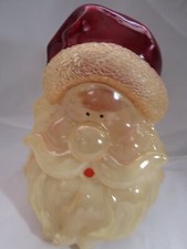 VINTAGE Plastic Santa Claus Head Christmas Lights up Looks Like Glass