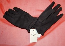 NWT UGG mens black suede Leather with faux fur lining gloves L 95