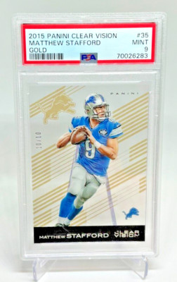 PSA 9 - 2015 Panini Clear Vision MATTHEW STAFFORD Gold Holo 10/10 #35