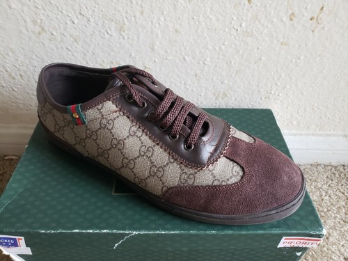 Nuevas Zapatillas GUCCI para Marrón Lona Talla 43 UE/9.5 EE. UU. Venta al por menor $799 | eBay
