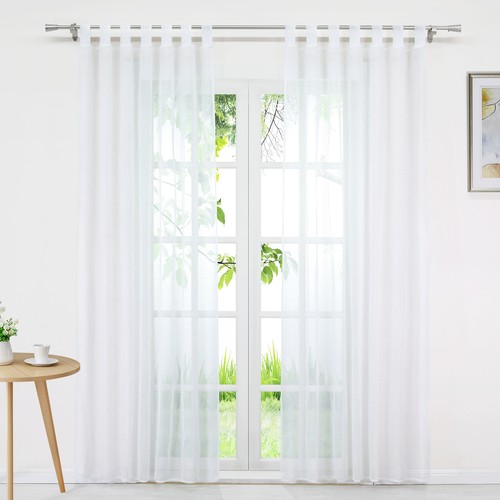 Cortinas con lazo cortina transparentes tiendas casa de campo salón blanco velo - Imagen 9 de 12