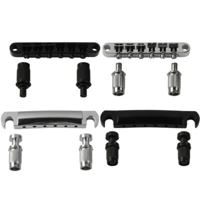 Guitar Tune-O-Matic Saddle Bridge BM003 And Vintage Stop Bar Lock TP6 Tailpiece Combo Replacement Compatible With Gibson Les Paul LP SG Style 6 Strings Electric Guitar (Golden/chrome/Black) (Glod - Foto 3