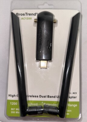 New BROSTREND AC1200 High Gain Wireless Dual Band USB Adapter, AC3 Ver. 2.2