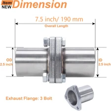 2.5" OD 3 Bolt Universal QuickFix Exhaust Triangle Flange Repair Pipe Kit SS