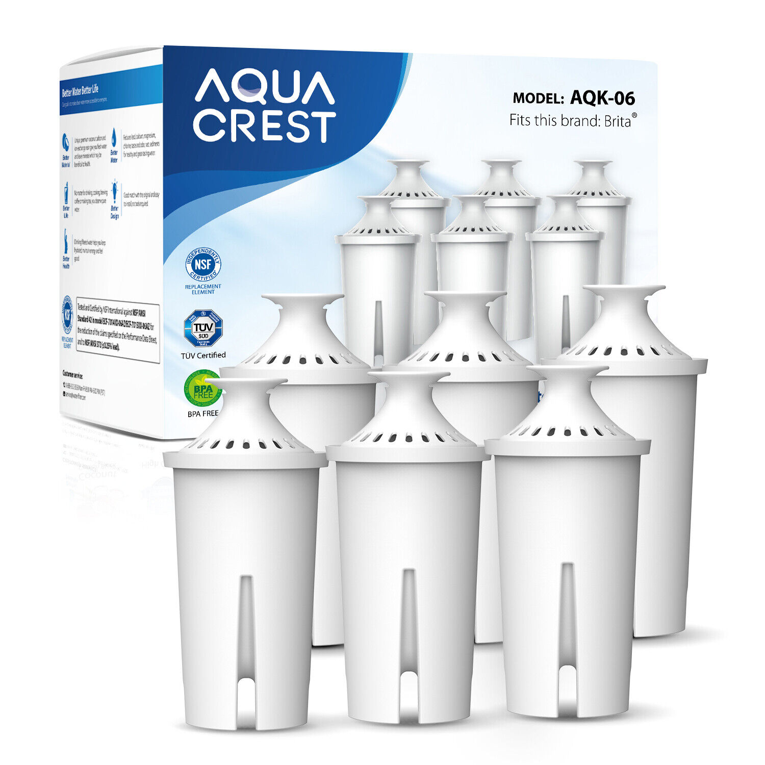 AQUACREST Replacement for Brita Pitchers Water Filter