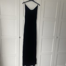 Black Velvet Long Evening Dress Size 12 with flattering neckline
