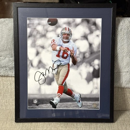 San Francisco 49ers Joe Montana Signed Framed 16x20 Photo Auto Nice
