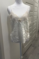 Vintage Christian Dior Babydoll Dreamy White Lace Trim Camisole Lingerie Medium