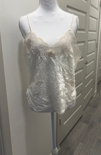 Vintage Christian Dior Babydoll Dreamy White Lace Trim Camisole Lingerie Medium