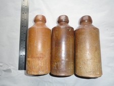 VINTAGE R. WHITE STONEWARE BOTTLE x 3