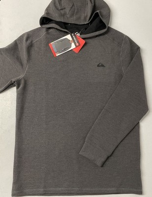 QUIKSILVER Mens Textured Hoodie Pullover Shirt DRYFLIGHT MEDIUM Knit GRAY Wickin