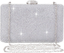 Pochette Donna Argento Strass Clutch Cerimonia Borsetta Da Sera Elegante Borsa C