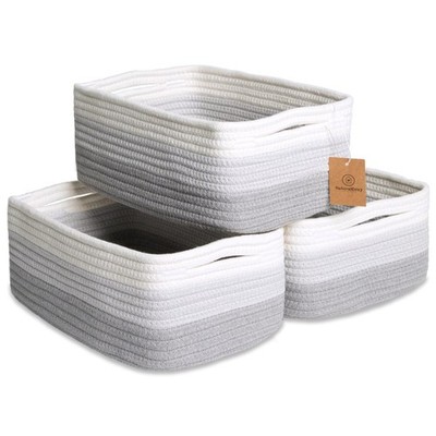 11.8''x8''x4.5  Rectangle Storage Baskets for Shelves 3 Pack | Cotton Rope Wove...