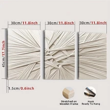 Framed, 3pcs abstract wall art textured canvas paintings modern minimalist white