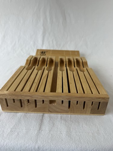 J. A. HENCKELS In Drawer WOODEN Knife Tray Holder Organizer 13 SLOTS 17" x 9" - Picture 4 of 8
