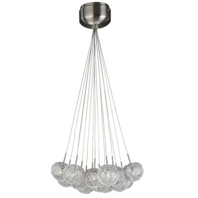 Halogen Pendelleuchte 15 Flammig G4 10W Silber Durchmesser 35cm - Bild 1 von 2