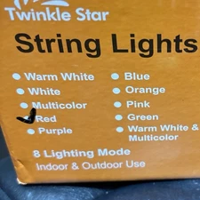 Twinkle Star String Lights Red In Color  8 Mode Indoor Outdoor Use
