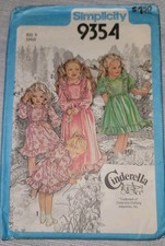 Simplicity Sewing Pattern 9354 Child's Cinderella Dress in 2 Lengths Size 5
