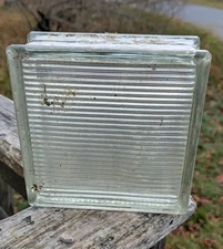 Vintage Reclaimed Glass Blocks 7.5 x 7.5 x 3.125 Salvage Light Brick Lines