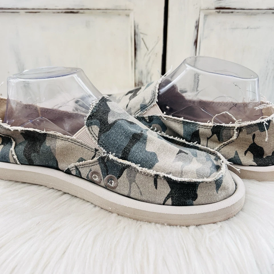 Sanuk Donna зеленый камуфляж мягкий гибкий потертый край комфорт туфли - женский размер 9 - Изображение 4 из 4