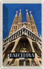 Blechschild 18x12 cm Barcelona Spanien Reiseziel Trip Bildmotiv Reisemotiv Abent