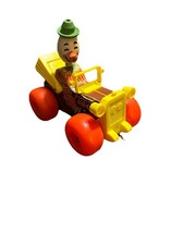 1965 Fisher Price Jolly Jalopy Clown Pull Toy Wood