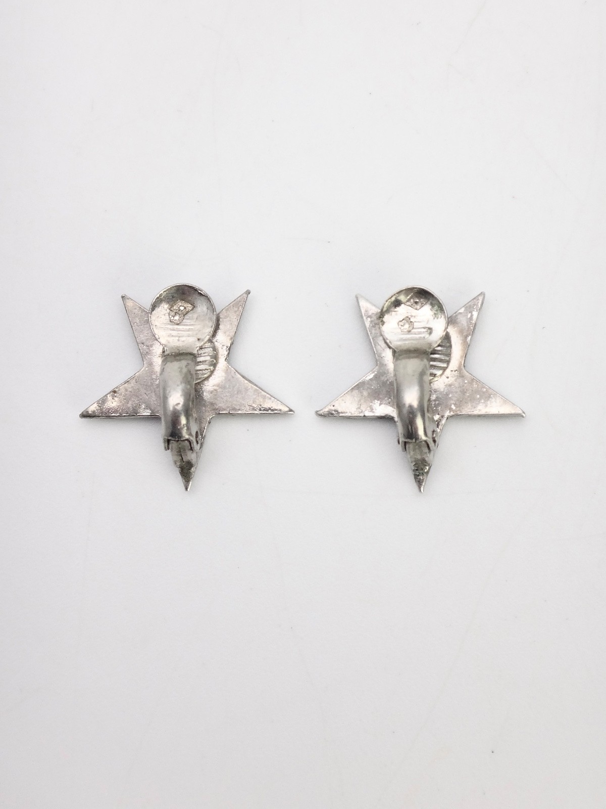 Antique Starfish Solid Silver and Marcassites Ear… - image 6