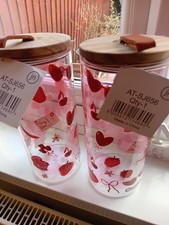 Two Very Pretty Glass Storage Jars In Boxes With Labels Ideal For Sweets