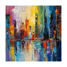 Abstract  Hand Painted Oil Painting on Canvas Modern Wall Art Green City