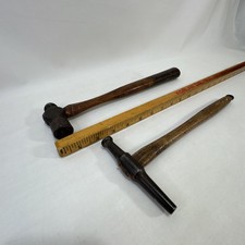 Lot 2 Vintage Unbranded Ball Peen Hammer 12 Long 10 Wood Handles