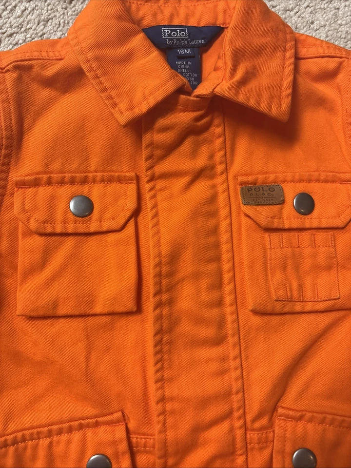 Chaqueta Polo Ralph Lauren Vintage Niños Cremallera Completa Algodón Talla 18 Meses 18mo Naranja Foto 3 de 4