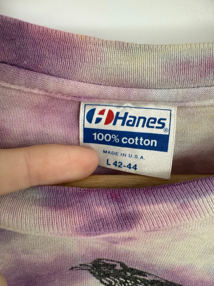 Lote Camiseta Vintage Años 80 Grateful Dead Talla Grande Púrpura Tie Dye Esqueleto Floral Foto 3 de 4