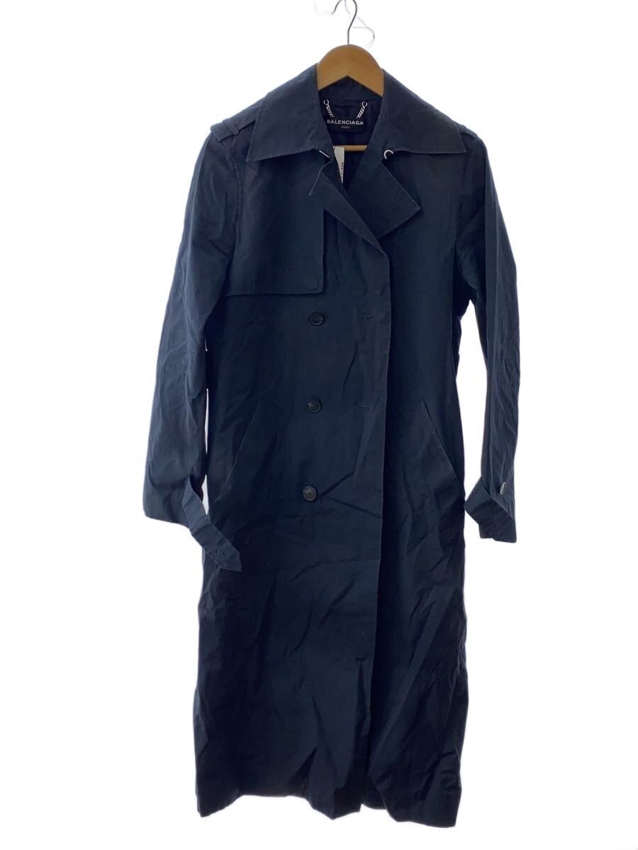 Balenciaga Trench Coat/48/Cotton/Nvy/Plain/460584 Ttb01 3512