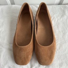 Vionic Orinda Ballet Flat Womens 8 Brown Suede Square Toe Minimalist Comfort