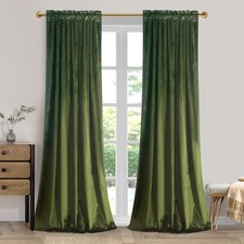 Roslynwood Velvet Curtain Panels Moss 52"W x 84"L Pack of 2 , Green