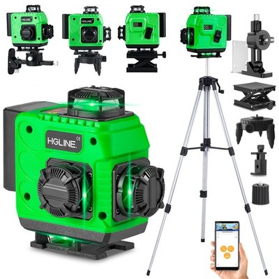 16 Line Laser Level + Stativ Wasserwaage 4D 360° Kreuzlinienlaser Kit mit 2 Akku