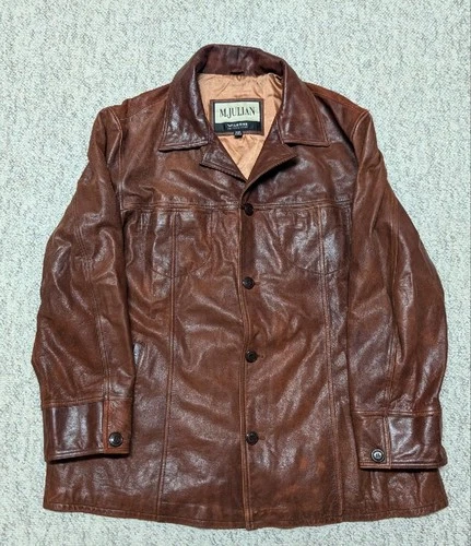 1990s vintage WILSONS leather coat 2XL brown PATINA broke-in Y2K distressed image 8