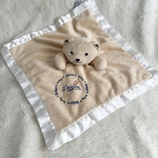 Baby Fanatic Los Angeles LA Dodgers Beige Satin Bear Lovey Plush Toy
