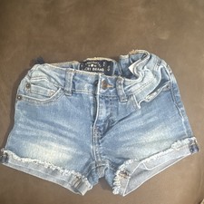 Lucky Brand Girls Blue Denim Cut-Off Shorts Pockets Zip Closure Size 4/5 stretch
