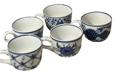 Set Of 5 Centrum CXM4 Blue Floral Chinese Porcelain Large Cappuccino Mugs