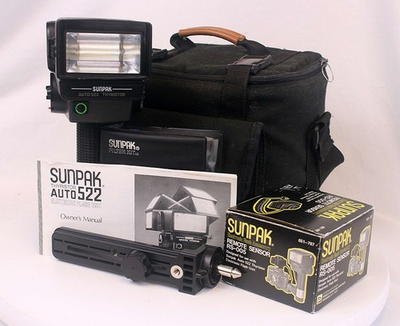 #ad Sunpak 522 Auto Flash Deluxe Kit Bracket Filters Slave Case Tested $74.50