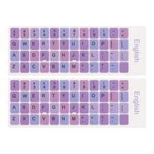 Universal English Keyboard Stickers Deep Purple Background Black Lettering 2Pcs