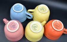 Fiesta Ware Coffee Cup Yellow/Pink/Orange/Blue Homer Laughlin 1 Saucer 5 Cups