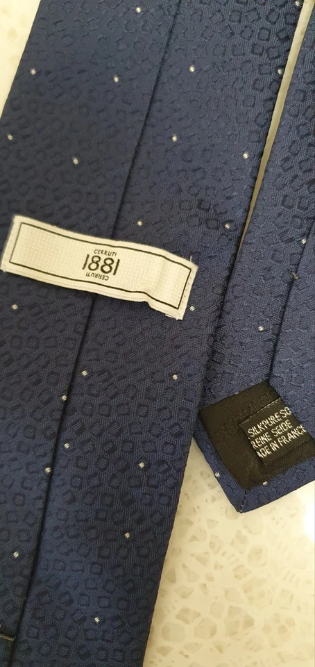 Галстук Cerruti 1881 темно-синий 100% шелк сделано во Франции микро точки 8 см - Изображение 2 из 4
