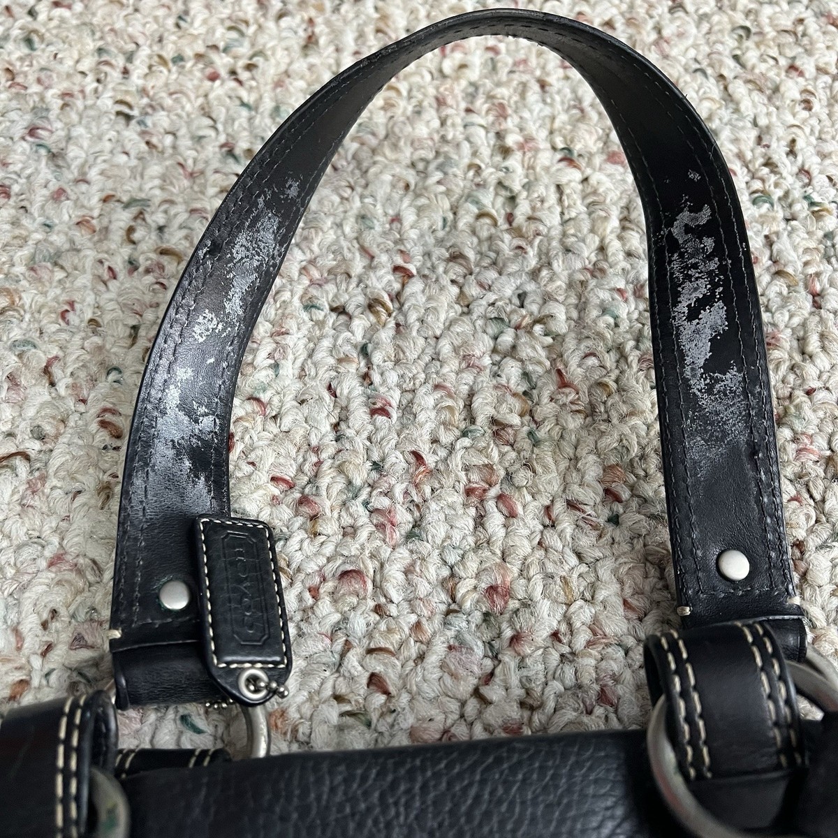 Coach Bag F10887 Chelsea Black Leather Zip Satchel Handbag